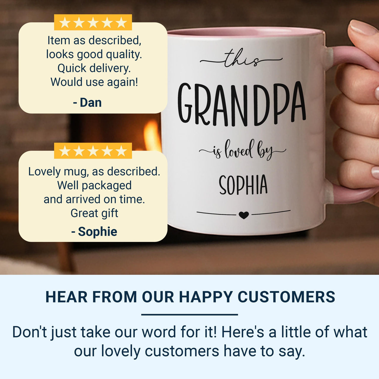 This Grandpa Is Loved By… Mug - Personalised Grandchild Name and Heart Icon - Grandad Birthday, Father’s Day and Christmas Keepsake