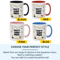 Dad’s Shed Mug - Personalised Tools and Workshop Graphic - Father’s Day, DIY Dad Birthday and Christmas Gift for the Handyman