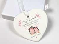 Valentine Penguin Ornament – Heart Shaped Keepsake With Custom Names & Love Quote DENMARY