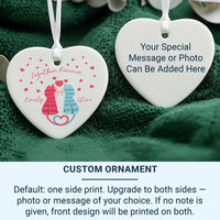 Cat Couple Heart Ornament - Together Forever Keepsake with Names for Lovers