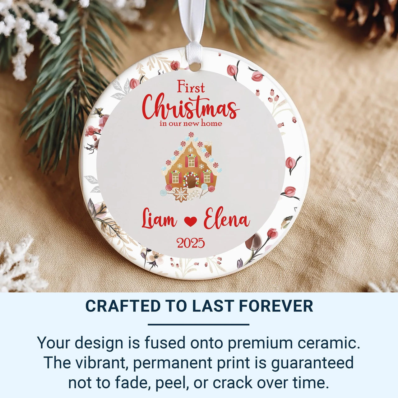 New Home Gingerbread Ornament - First Christmas Keepsake for Couples & Housewarming