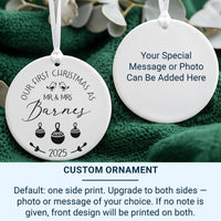 First Christmas Married Ornament 2025 - Elegant Script with Couple Surname