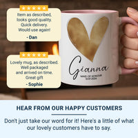 Maid of Honour Mug – Personalised Name and Wedding Date – Elegant Gold Heart Bridal Party Thank_You and Morning_of Keepsake