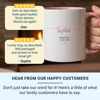 Bridesmaid Mug Personalised Name Date Pink Heart Wedding Gift