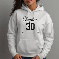 Chapter 30 Iron-On Transfer shown on a hoodie