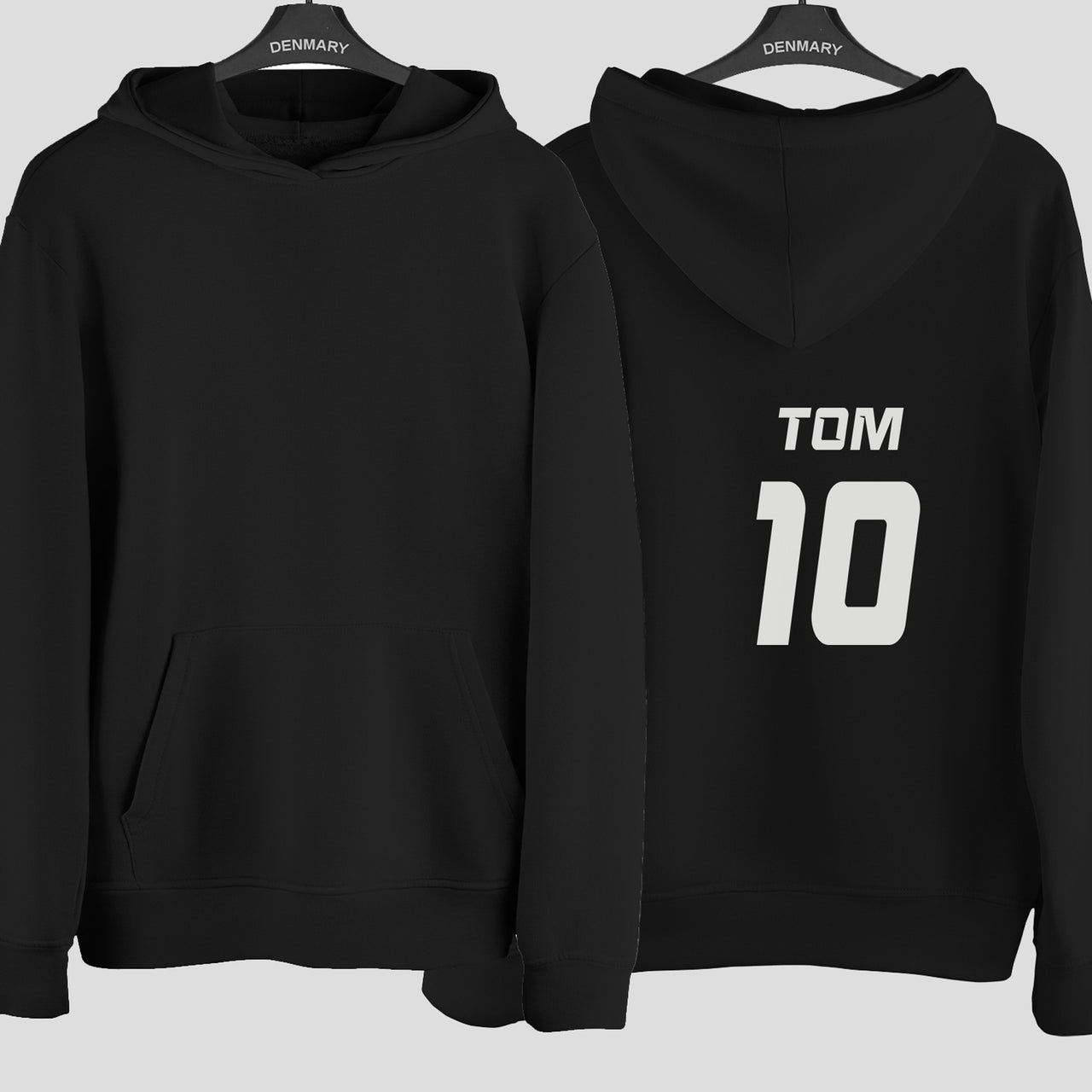 Charity Match Name Number Iron-On Transfer shown on a hoodie
