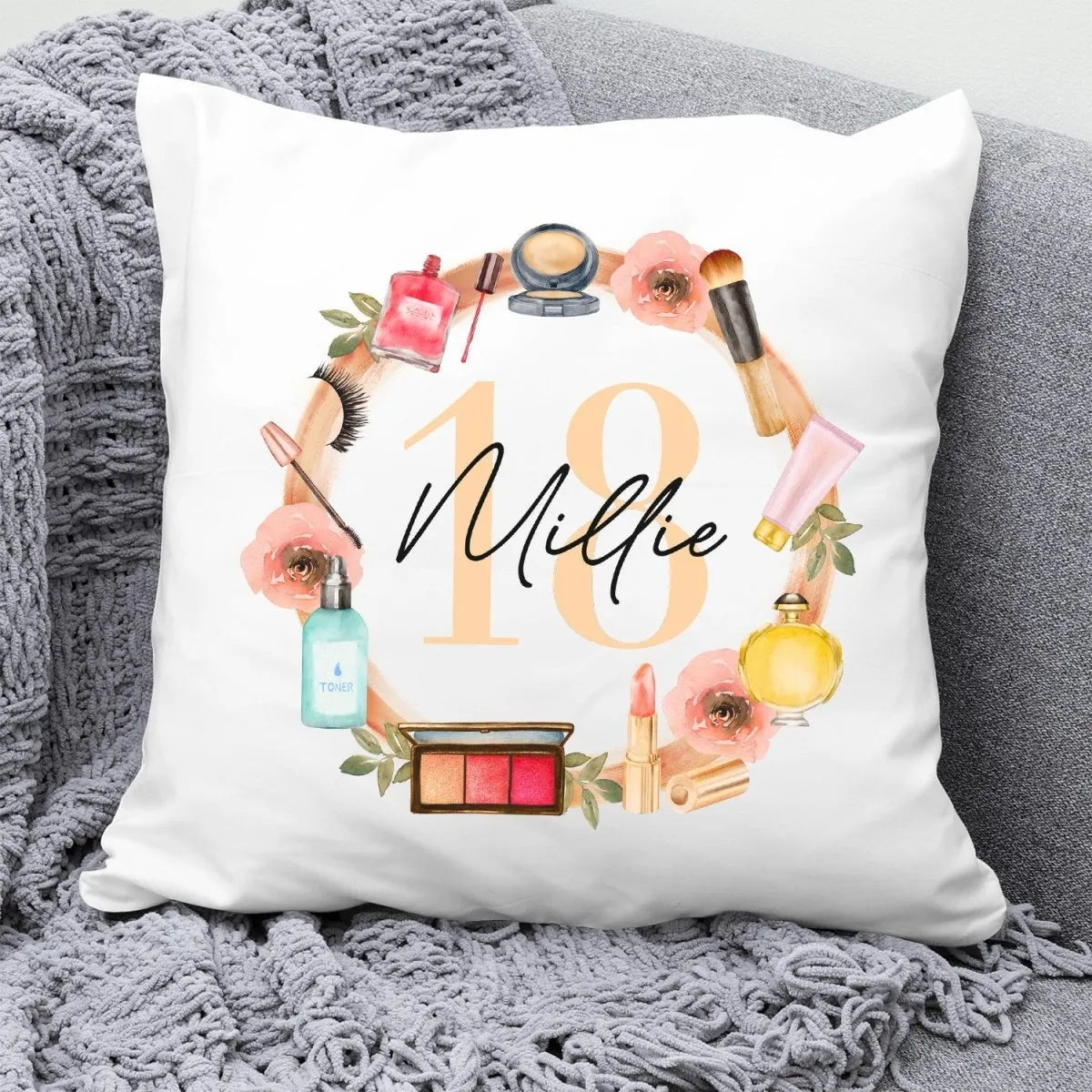 Charming 18th Birthday Cushion - Personalised Keepsake - For Her - DENMARY