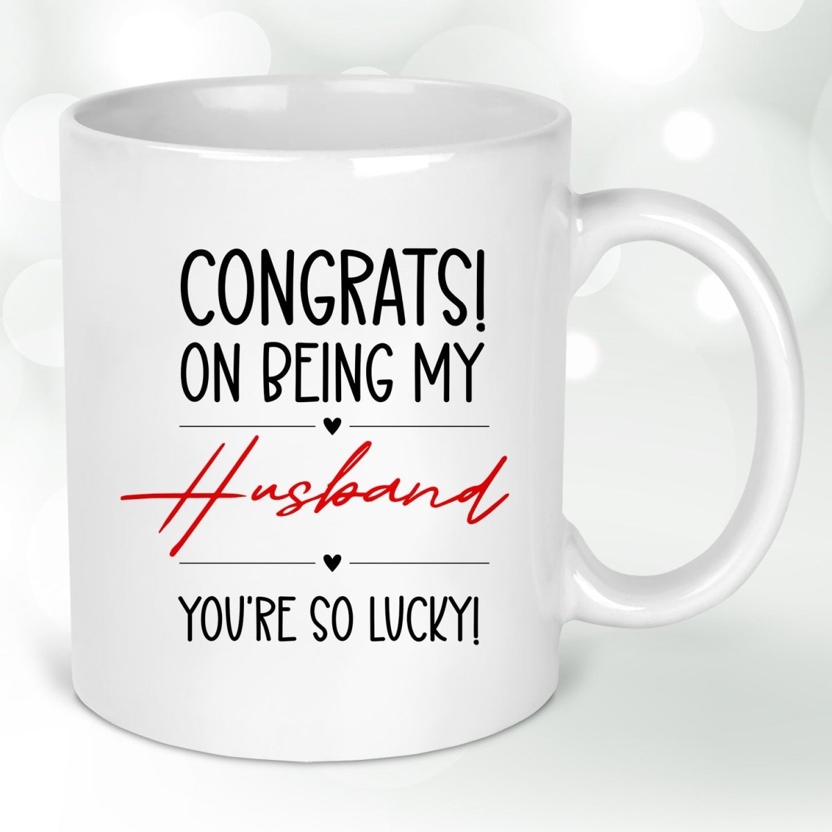 Cheeky 'You're So Lucky' Mug with Coaster - Husband Birthday & Anniversary Gift - Amusing Keepsake - DENMARY