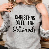 Christmas With The Family Iron-On Transfer - Classic Holly Design shown on a sweatshirt