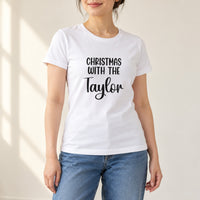 Christmas With The Family Iron-On Transfer, shown on a white t-shirt