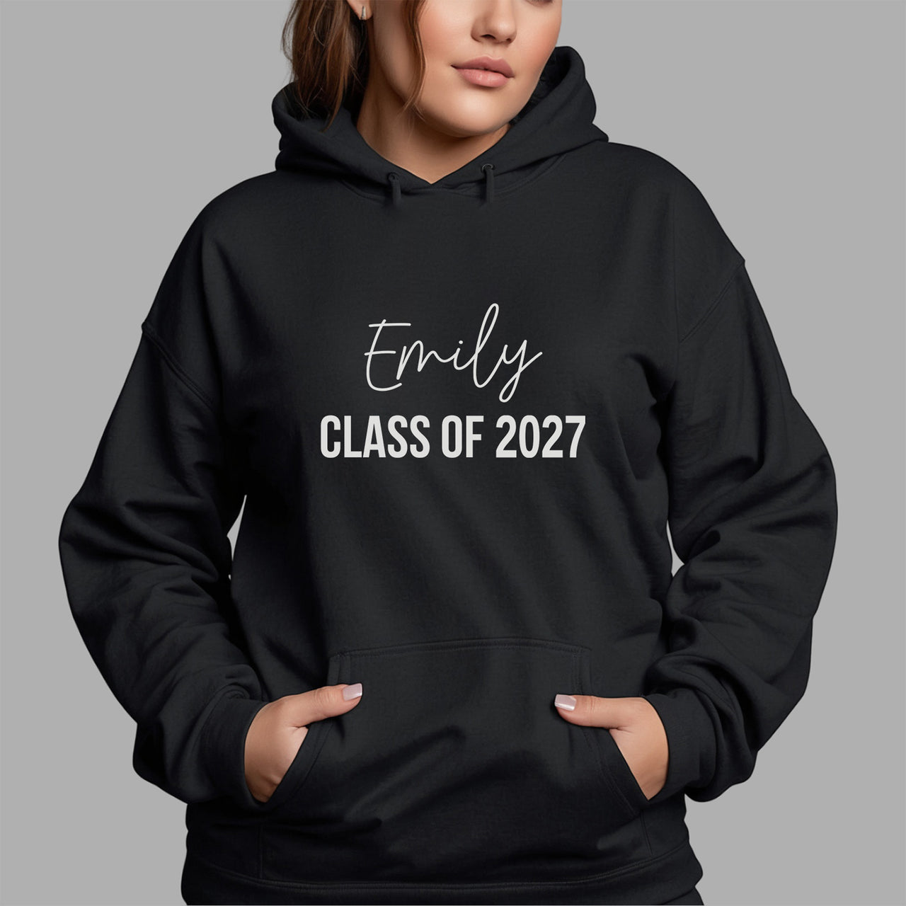 Class Of Iron-On Transfer - Personalised Graduation Year & Name Design shown on a hoodie