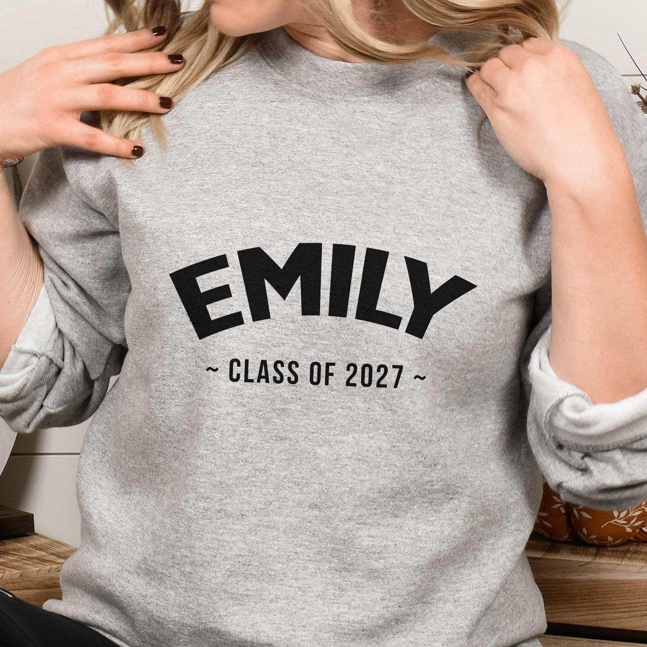 Class Of Leavers Iron-On Transfer shown on a sweatshirt