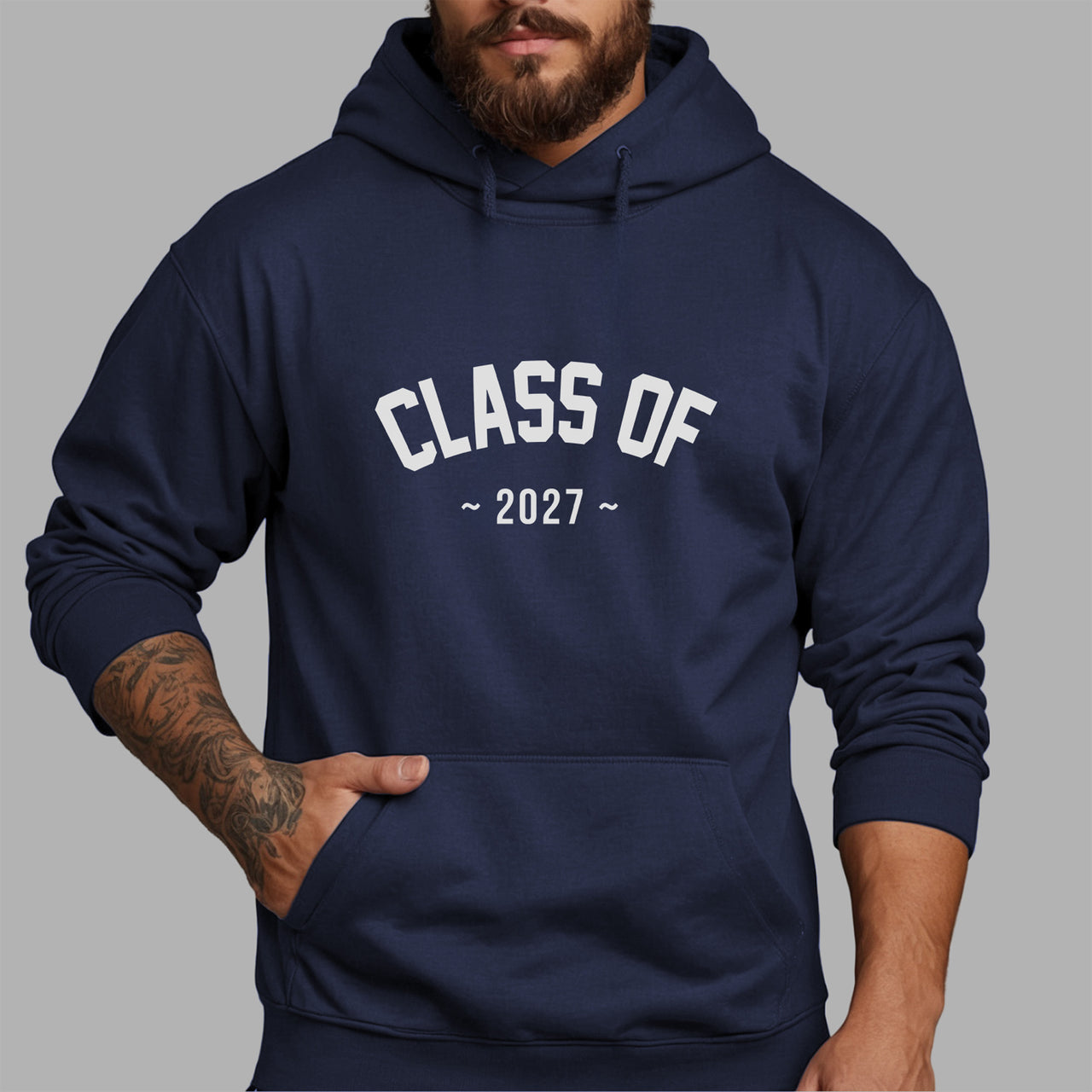 Class Of Year Iron-On Transfer shown on a hoodie