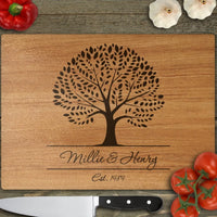 Thumbnail for Couple's Bespoke Glass Chopping Board - Anniversary Gift - Tree Motif - DENMARY