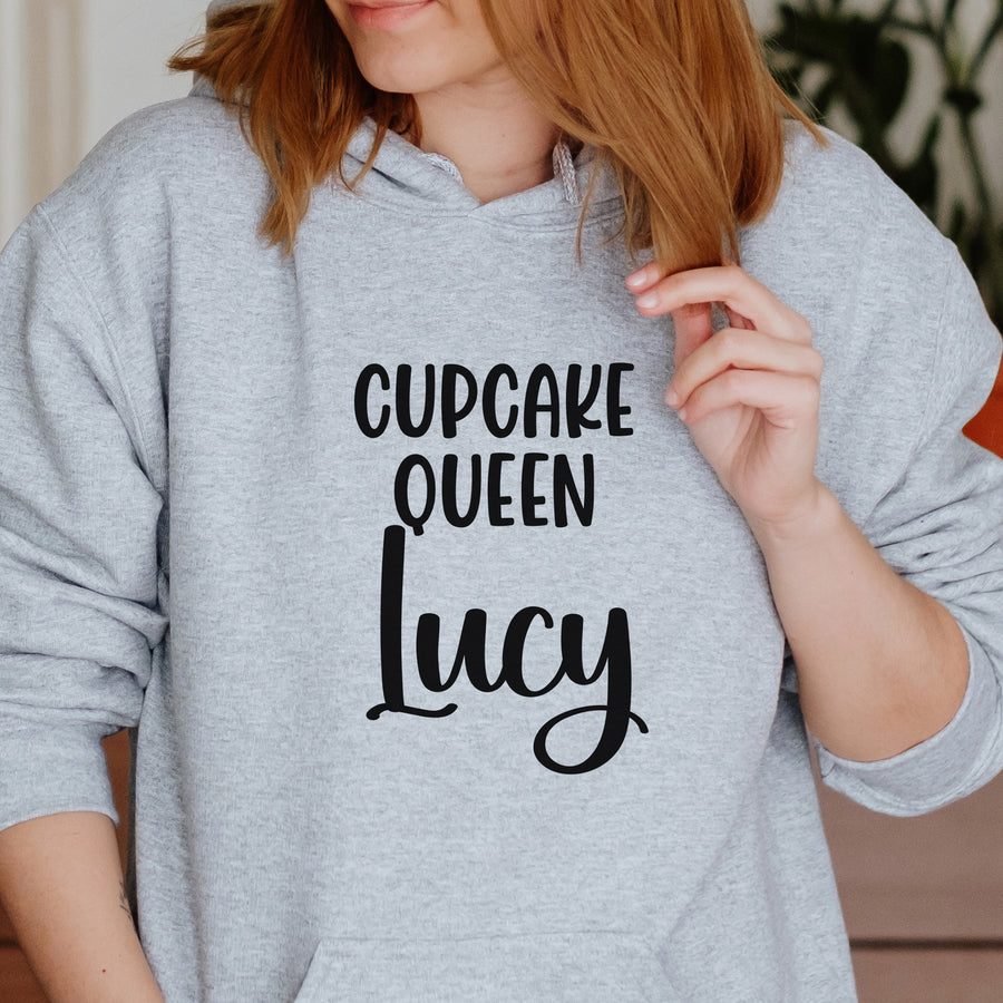 Cupcake Queen Iron-On Transfer - Personalised Name Design - photo of the finished product