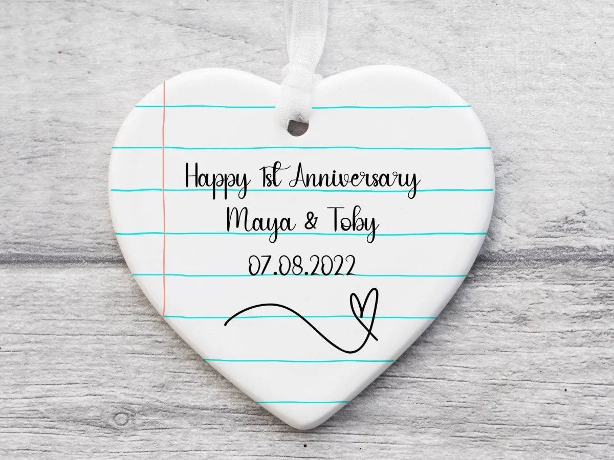 Custom 1st Anniversary Paper Ornament - Bespoke Keepsake - DENMARY