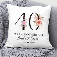 Thumbnail for Custom 40th Anniversary Cushion - Ruby Celebration - Perfect Couple's Keepsake - DENMARY