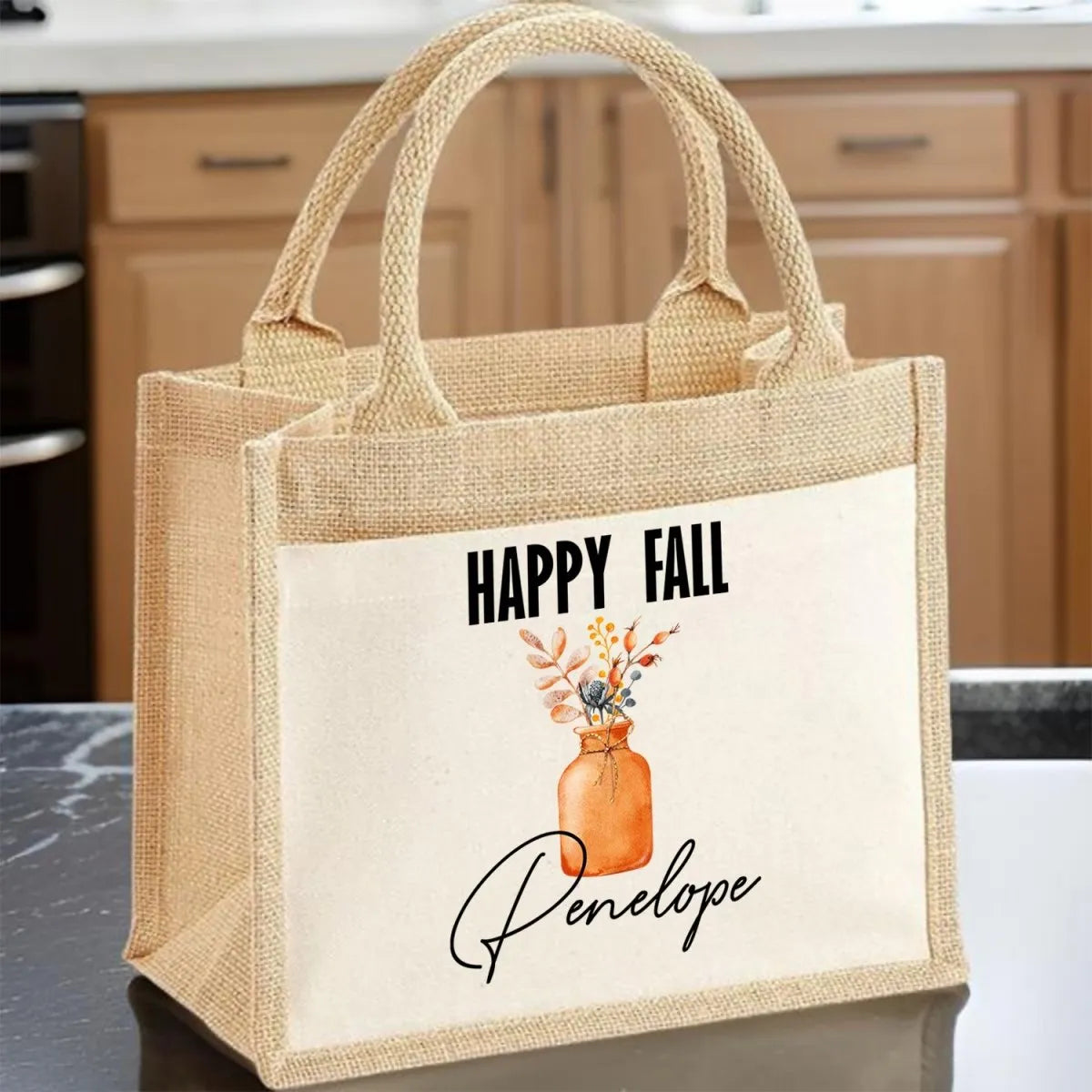 Custom Autumn Tote Bag - Fall Theme - Best Friend Birthday Gift - Leaf Motif - DENMARY