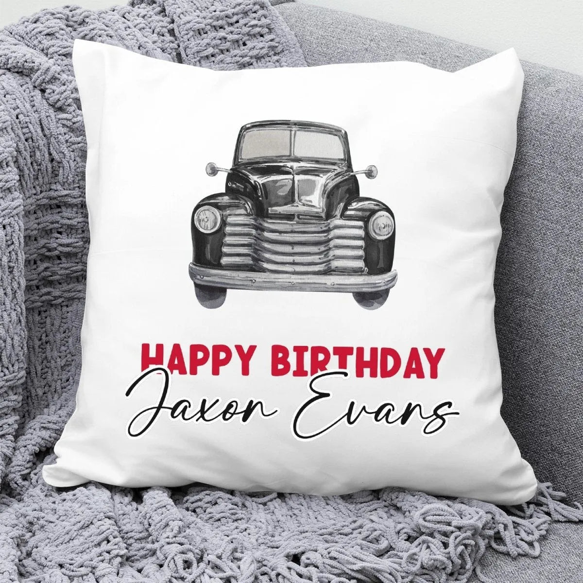 Custom Classic Car Pillow - Bespoke Linen Cushion - Birthday Gift for Petrolheads - DENMARY