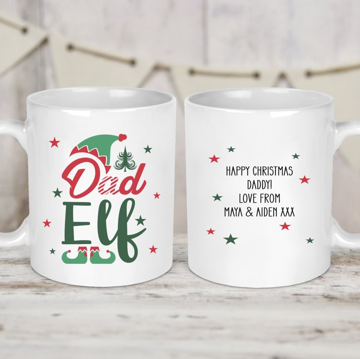 Custom Dad Elf Mug - Festive Christmas Eve Cup - Xmas Gift for Father - DENMARY