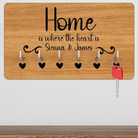 Thumbnail for Custom Family Key Rack - Housewarming Present - 'Home Is Where The Heart Is' - DENMARY