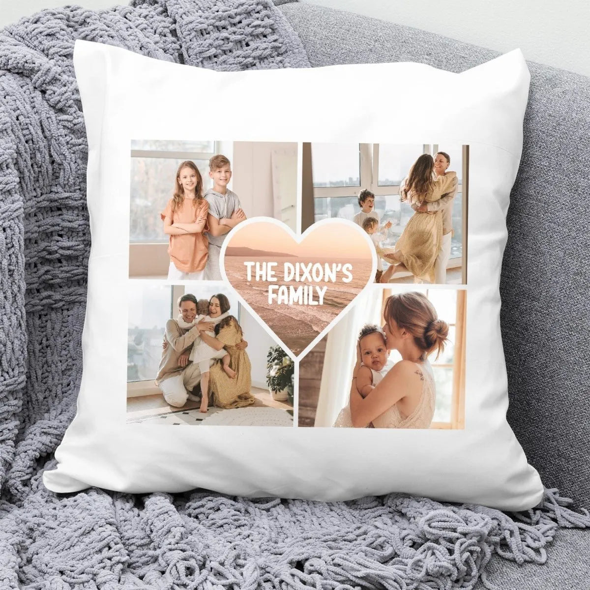 Custom Family Name Photo Pillowcase - Father's Day Gift - Personalised Cushion Cover - DENMARY