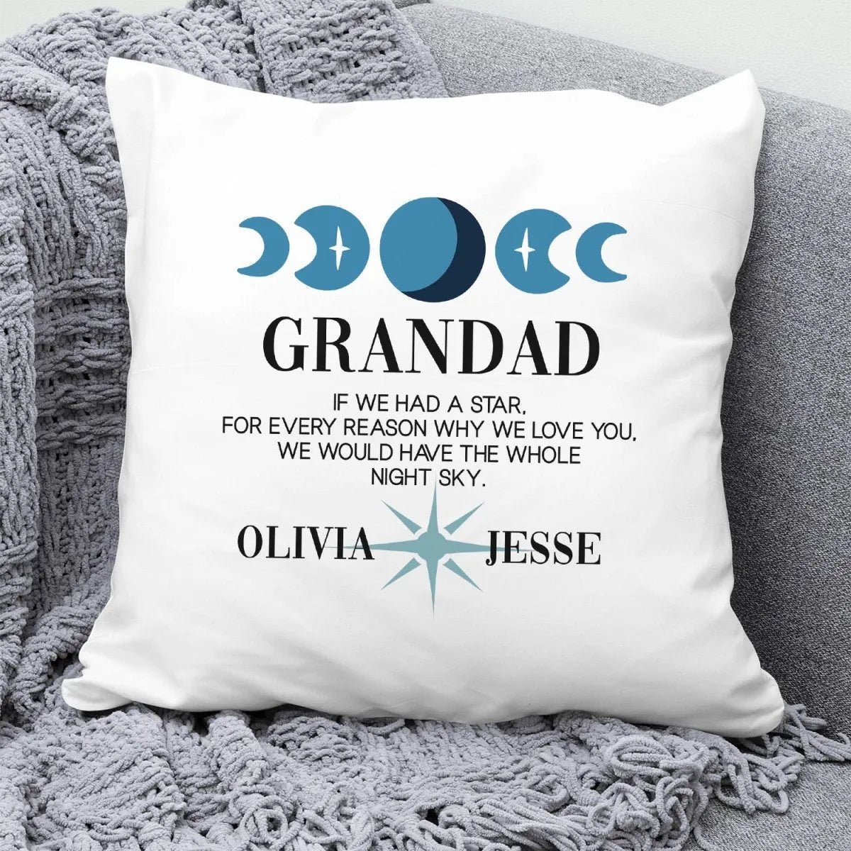 Custom Grandad Cushion with Children's Names - New Grandfather Gift - DENMARY