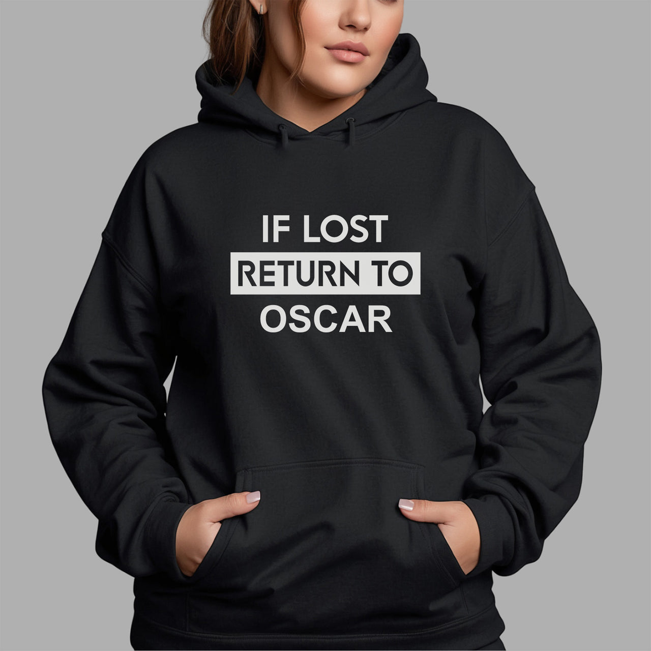Custom If Lost Return To Name Iron-On Transfer - Personalised Kids Safety Design shown on a hoodie
