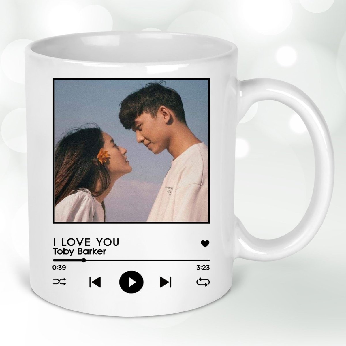 Custom Photo & Song Mug - Valentine's Anniversary Gift - 11oz Ceramic - DENMARY