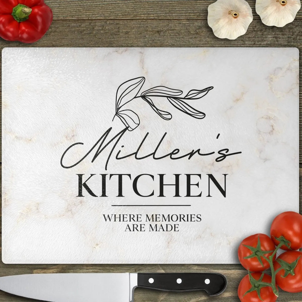 Custom Printed Marble-Effect Kitchen Board - Ideal Housewarming Gift - Elegant Home Accessory - DENMARY