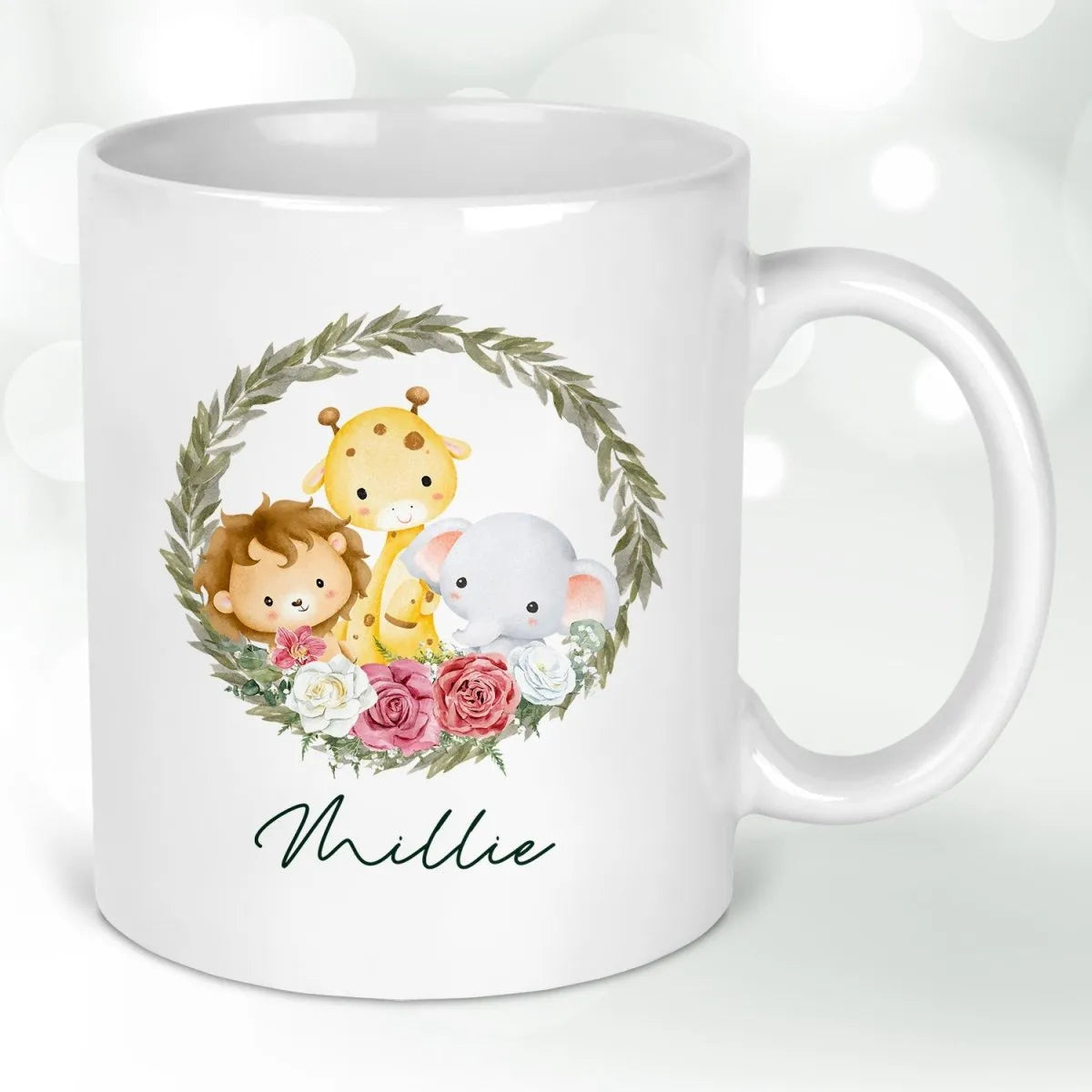 Custom Safari Mug - Child's Name - Birthday or Xmas Gift - DENMARY