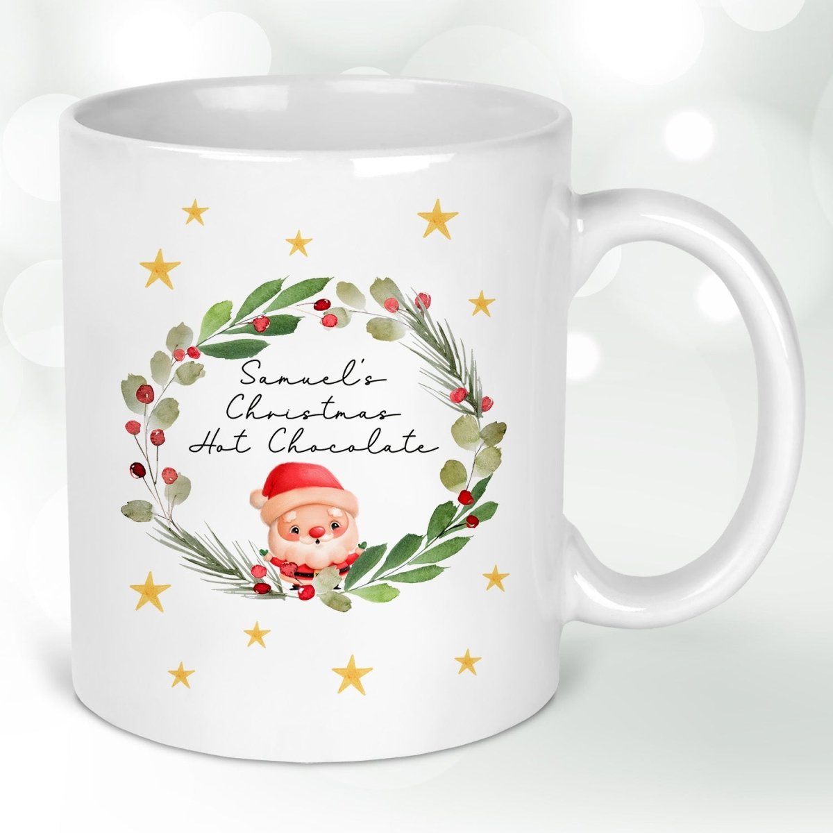 Custom Santa Mug - Children's Christmas Drinkware - Enamel Hot Chocolate Cup - DENMARY