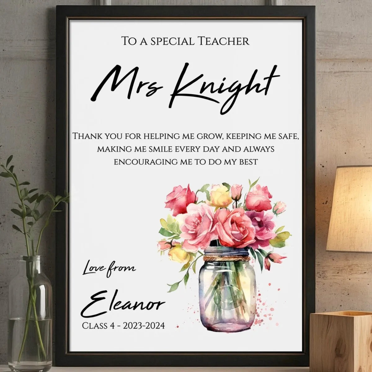 Custom Teacher Appreciation Print - Thank You Educator - Term's End Gift - DENMARY