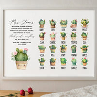 Thumbnail for Customisable Cactus Art - Teacher Appreciation - Term's End - Christmas - Whimsical Print - DENMARY