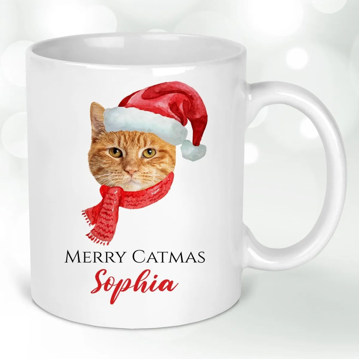 Customisable Catmas Cup - Festive Kitty Photo Mug - Xmas Gift for Cat Aficionados - DENMARY