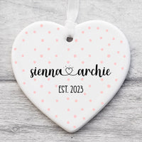 Thumbnail for Customisable Ceramic Heart Ornament - Anniversary Love Token - For Couples - DENMARY