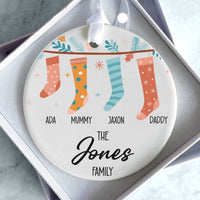 Thumbnail for Customisable Christmas Bauble - Family Stocking Design - Xmas Tree Ornament - DENMARY