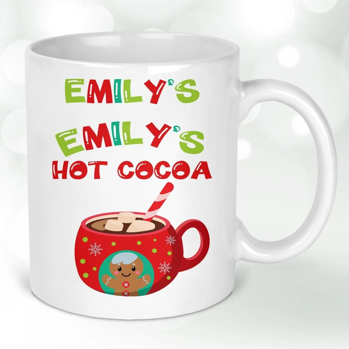 Customisable Christmas Hot Chocolate Mug - Kids' Stocking Stuffer - Festive Design - DENMARY