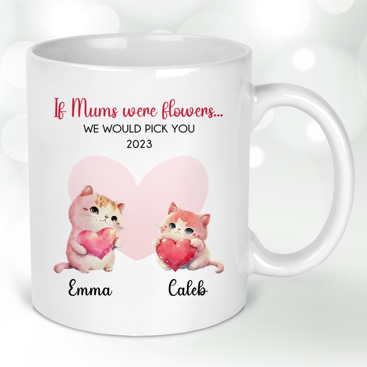 Customisable Mummy Mug - Cute Cats - 'Best Mum Ever' Keepsake - DENMARY