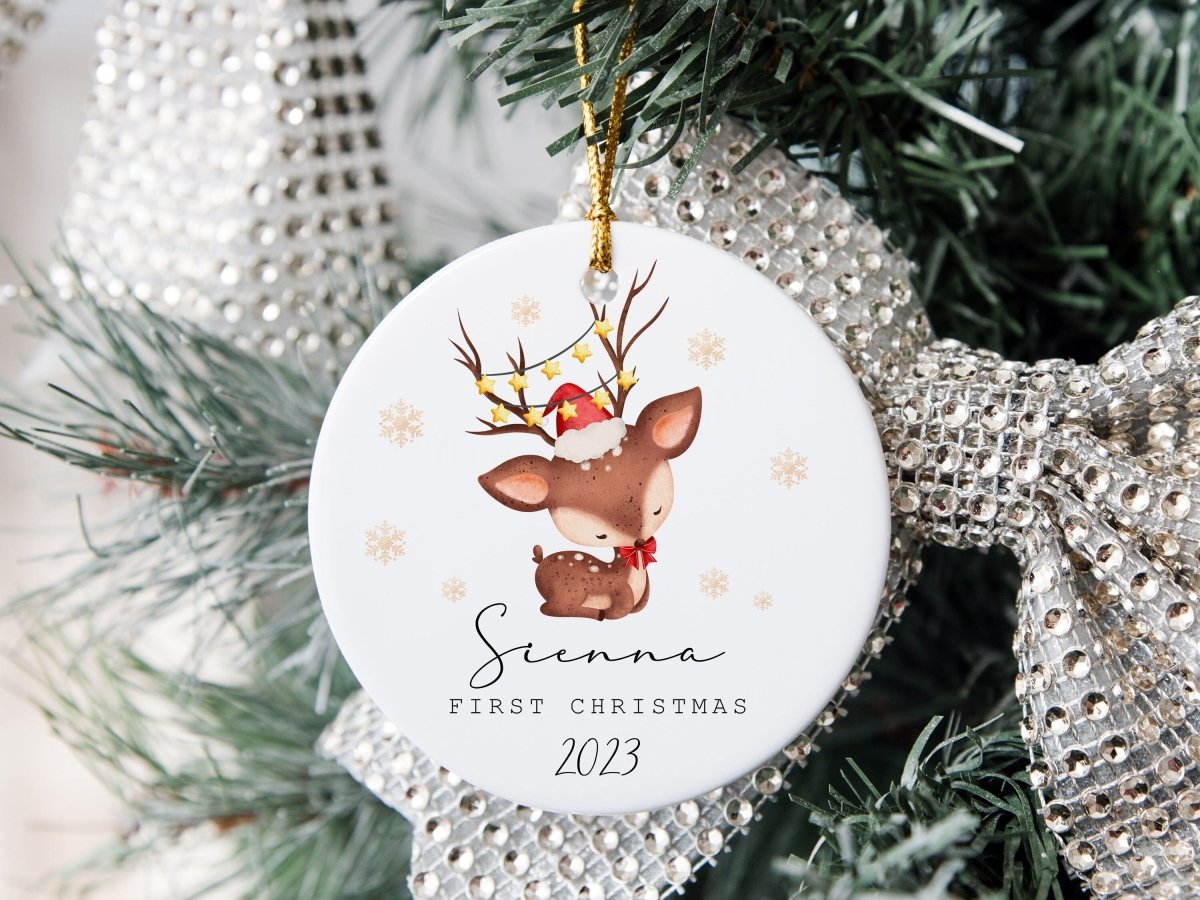 Customisable Reindeer Bauble - Baby's 1st Christmas - Festive Decor - DENMARY