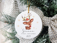 Thumbnail for Customisable Reindeer Bauble - Baby's 1st Christmas - Festive Decor - DENMARY