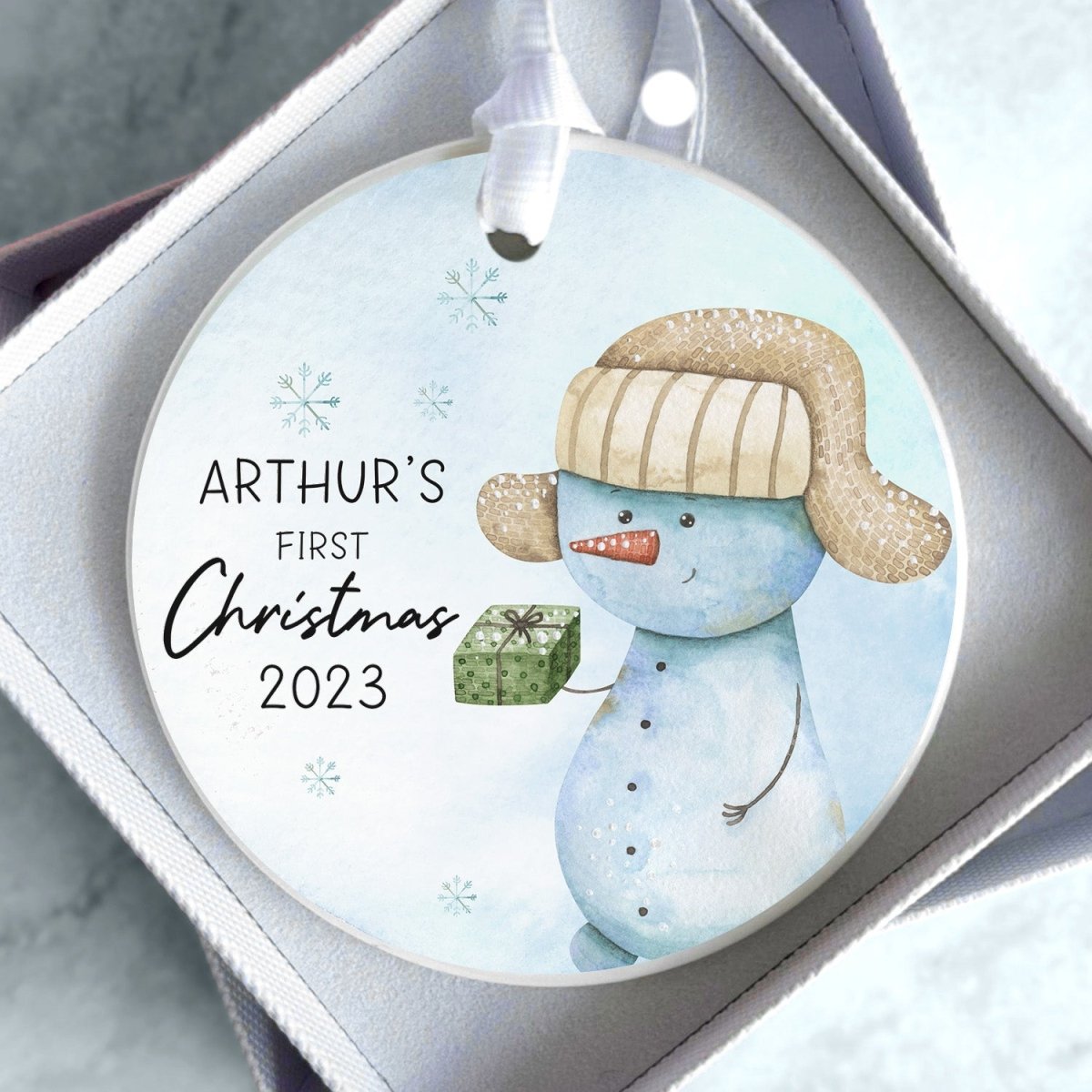 Customisable Snowman Christmas Bauble - Baby's 1st Xmas - Keepsake Ornament - DENMARY