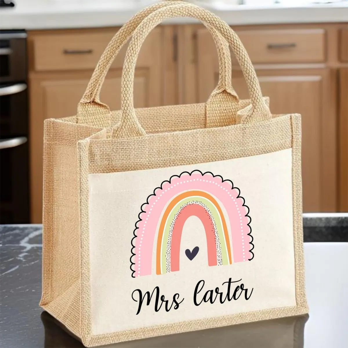 Customisable Teacher Tote Bag - Rainbow Design - Thank You Gift - DENMARY