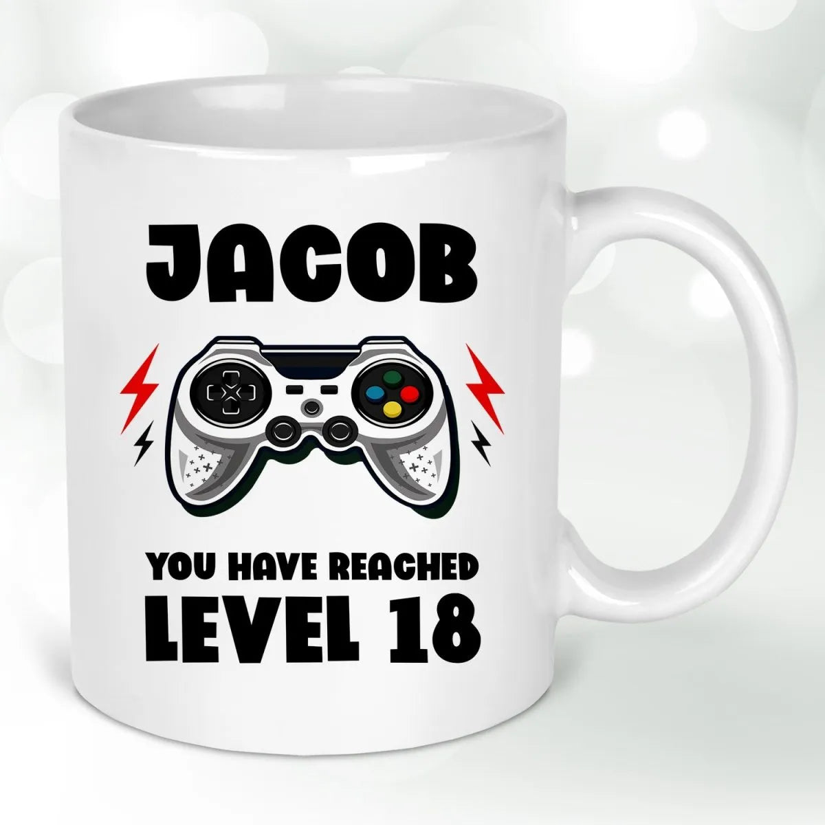 Customised 18th Birthday Gamer Mug - Video Game Theme - Level 18 Unlock - DENMARY