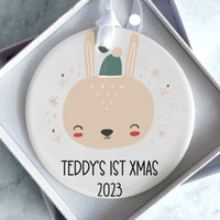 Thumbnail for Customised Baby's First Christmas Bauble - Ceramic Bunny - Newborn Keepsake - DENMARY