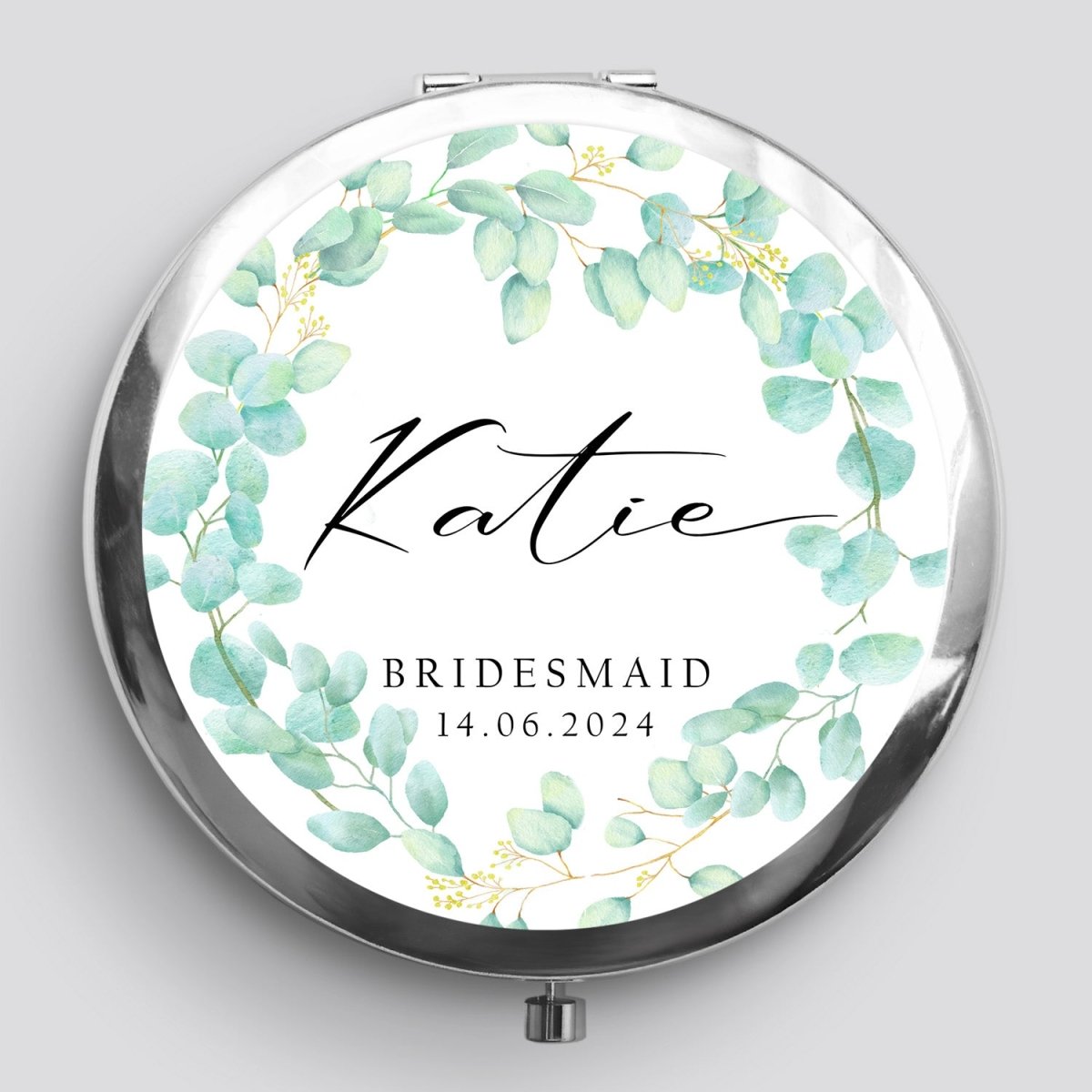 Customised Bridal Party Mirror - Compact for Bridesmaid - Thank You Gift - DENMARY