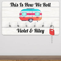 Thumbnail for Customised Campervan Key Rack - Housewarming Gift - Camping Enthusiast - 'How We Roll' Motif - DENMARY