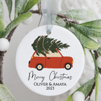 Thumbnail for Customised Christmas Ornament - Festive Car Bauble - Round Keepsake Plaque - DENMARY