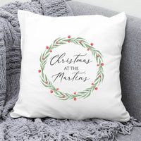 Thumbnail for Customised Family Christmas Cushion - Xmas Wreath - Festive Home Decor - DENMARY