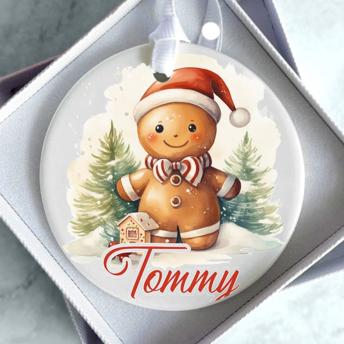 Customised Gingerbread Man Bauble - Baby's First Christmas - With Name - Keepsake Ornament - DENMARY